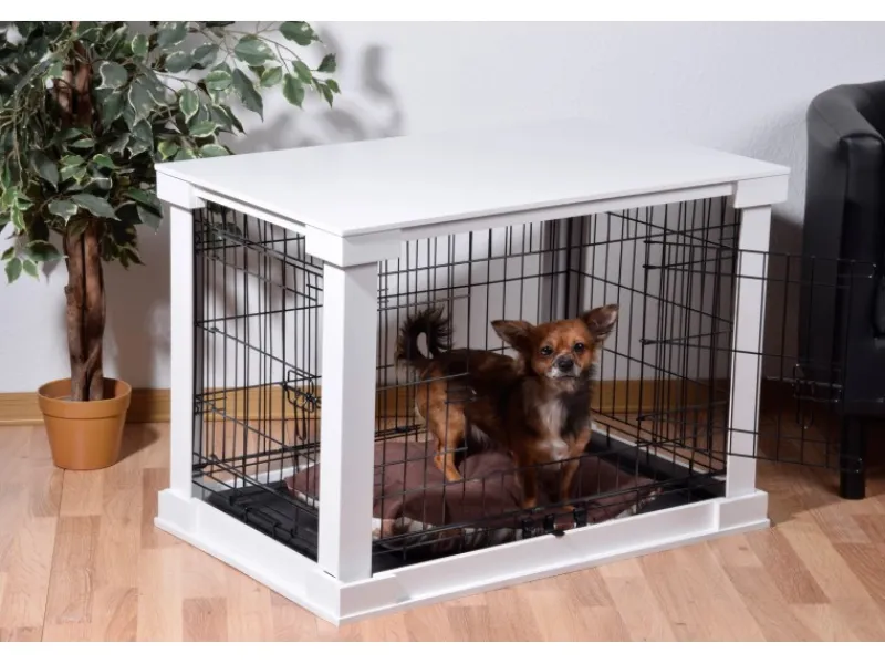 Best Dobar Hundebox Indoor mit Tischoberfläche 83 x 55 x 59 cm Weiß