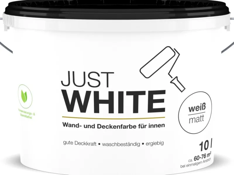 Innenwandfarbe Just White Matt 10 l Weiß