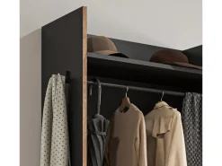 Hot Inn.Furn Garderobe Salud in Grau und Nox Eiche 70 x 189 cm Salud