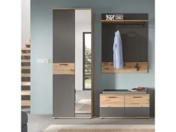 Inn.Furn Garderoben-Set Eiche Grau 3-teilig 175 cm mit Soft-Close Tomaso