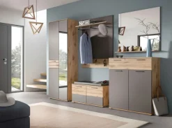 Inn.Furn Garderoben-Set Eiche Grau 3-teilig 175 cm mit Soft-Close Tomaso