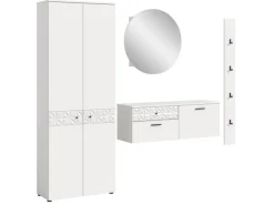 Inn.Furn Garderoben-Set in Weiß Hochglanz 226 cm Relief