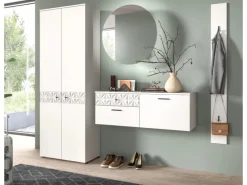 Inn.Furn Garderoben-Set in Weiß Hochglanz 226 cm Relief