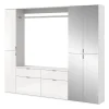 Inn.Furn Garderoben-Set 4-teilig Weiß Hochglanz 212 cm mit Spiegel SystemX