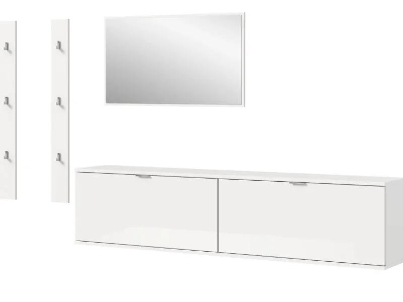 Clearance Inn.Furn Garderoben-Set 5-teilig in Weiß Hochglanz 238 cm SystemX