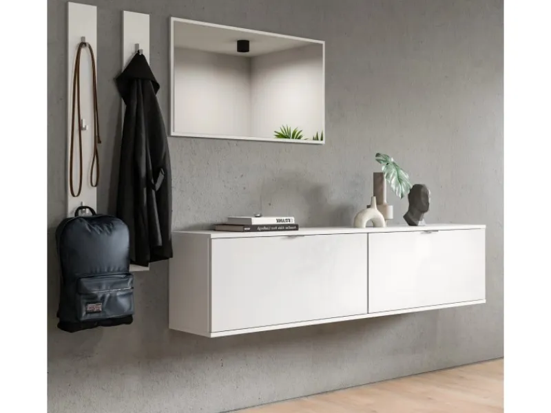 Clearance Inn.Furn Garderoben-Set 5-teilig in Weiß Hochglanz 238 cm SystemX