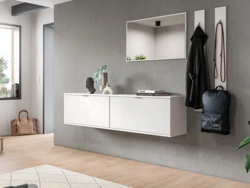 Clearance Inn.Furn Garderoben-Set 5-teilig in Weiß Hochglanz 238 cm SystemX