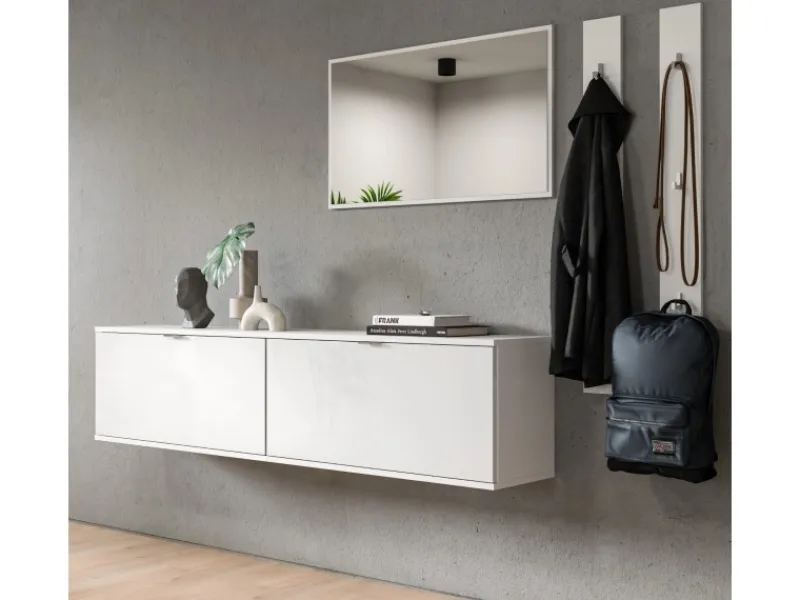 Clearance Inn.Furn Garderoben-Set 5-teilig in Weiß Hochglanz 238 cm SystemX