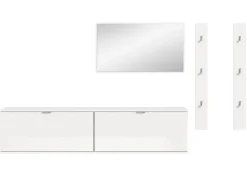 Clearance Inn.Furn Garderoben-Set 5-teilig in Weiß Hochglanz 238 cm SystemX