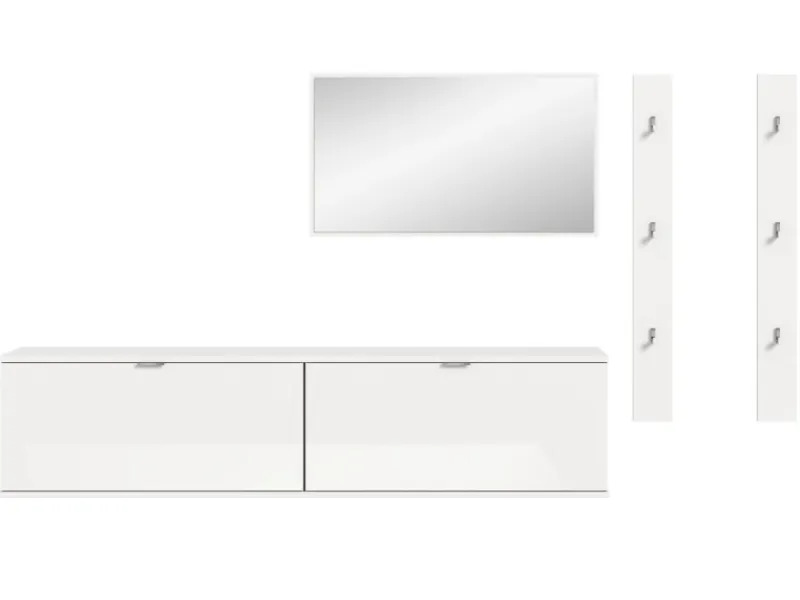 Clearance Inn.Furn Garderoben-Set 5-teilig in Weiß Hochglanz 238 cm SystemX