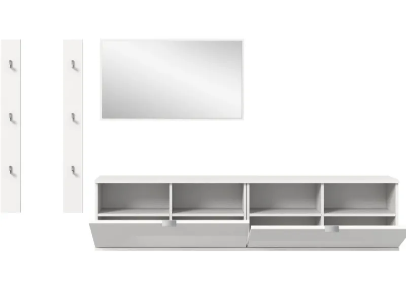 Clearance Inn.Furn Garderoben-Set 5-teilig in Weiß Hochglanz 238 cm SystemX