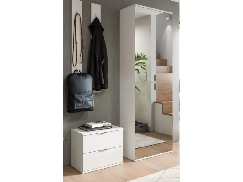 Inn.Furn Garderoben-Set 4-teilig in Weiß Hochglanz 128 cm SystemX