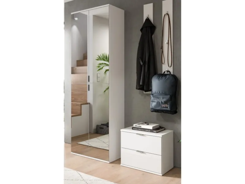 Inn.Furn Garderoben-Set 4-teilig in Weiß Hochglanz 128 cm SystemX