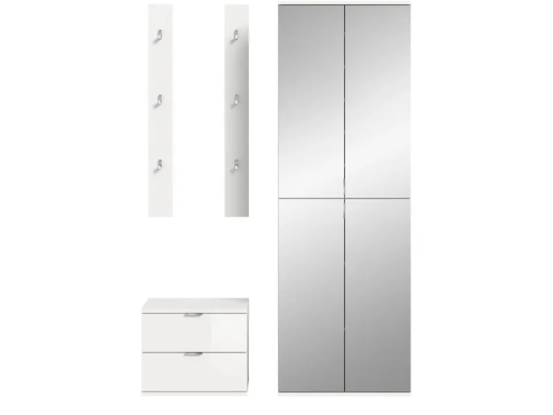 Inn.Furn Garderoben-Set 4-teilig in Weiß Hochglanz 128 cm SystemX