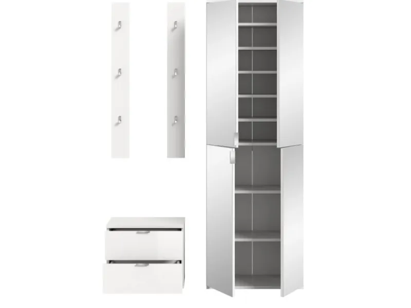 Inn.Furn Garderoben-Set 4-teilig in Weiß Hochglanz 128 cm SystemX