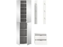 Inn.Furn Garderoben-Set 4-teilig in Weiß Hochglanz 128 cm SystemX