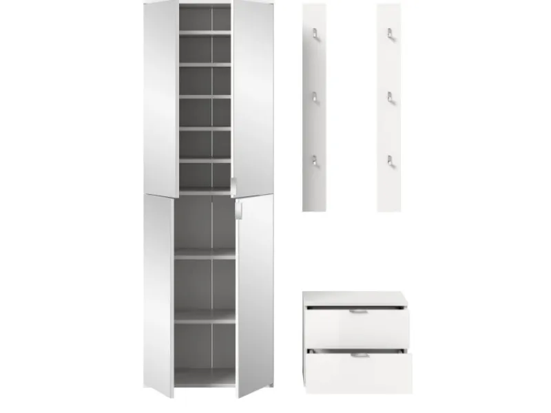 Inn.Furn Garderoben-Set 4-teilig in Weiß Hochglanz 128 cm SystemX