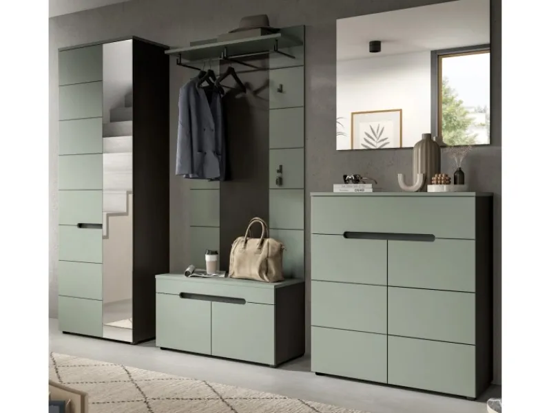 Inn.Furn Garderoben-Set 5-teilig in Salbei und Grau 255 cm Cooper