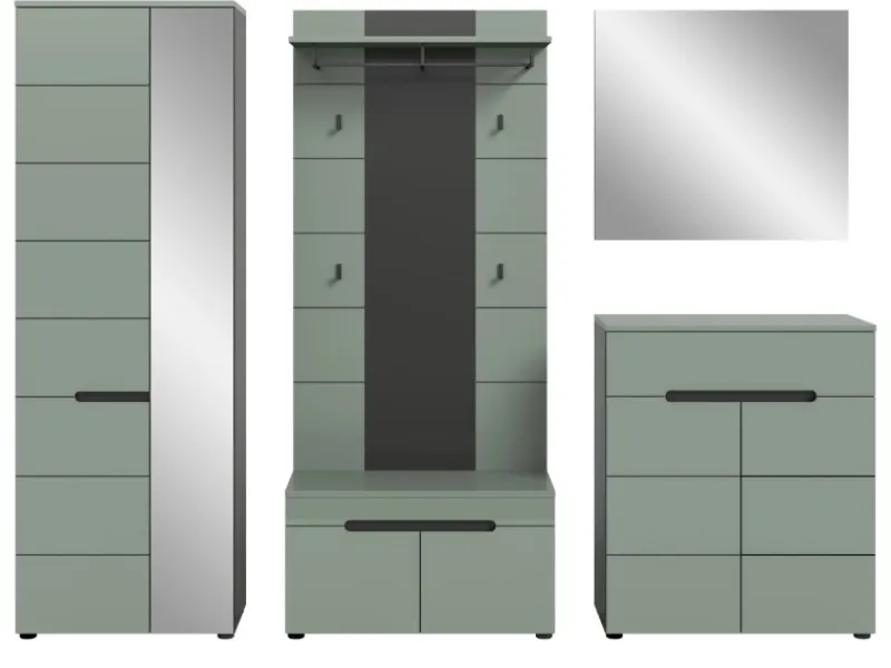 Inn.Furn Garderoben-Set 5-teilig in Salbei und Grau 255 cm Cooper