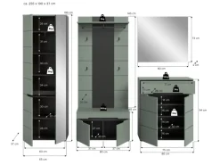Inn.Furn Garderoben-Set 5-teilig in Salbei und Grau 255 cm Cooper