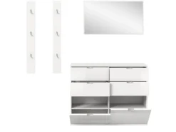 New Inn.Furn Garderoben-Set 4-teilig in Weiß Hochglanz 166 cm SystemX