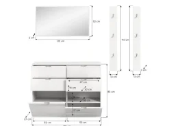 New Inn.Furn Garderoben-Set 4-teilig in Weiß Hochglanz 166 cm SystemX