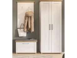 Inn.Furn Garderoben-Set 3-teilig Weiß Lärche 175 cm Landhaus-Stil Mirano