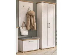 Inn.Furn Garderoben-Set 3-teilig Weiß Lärche 175 cm Landhaus-Stil Mirano