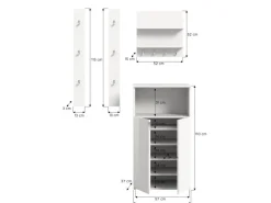 Inn.Furn Garderoben-Set 4-teilig in Weiß Hochglanz 117 cm SystemX