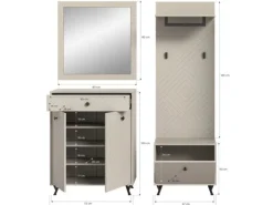 Outlet Inn.Furn Garderoben-Set 4-teilig Sand 195 cm mit Fräsungen Apunti