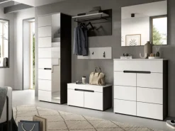 Online Inn.Furn Garderoben-Set 5-teilig in Weiß und Grau 175 cm Cooper