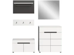 Online Inn.Furn Garderoben-Set 5-teilig in Weiß und Grau 175 cm Cooper