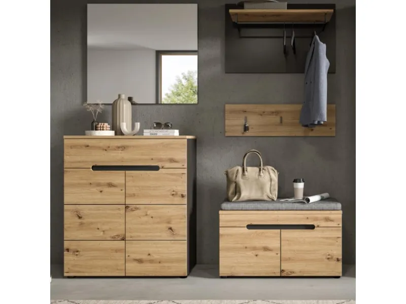 Sale Inn.Furn Garderoben-Set 2-teilig Eiche Grau 80 cm mit Soft-Close Cooper