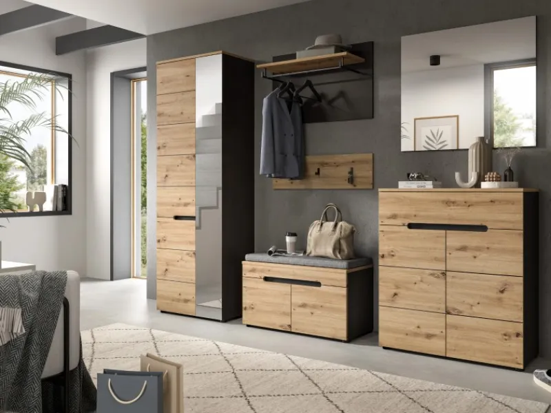 Sale Inn.Furn Garderoben-Set 2-teilig Eiche Grau 80 cm mit Soft-Close Cooper