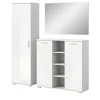 Best Inn.Furn Garderoben-Set 3-teilig Weiß Hochglanz 180 cm mit 13 Fächern Grazie