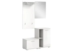 Inn.Furn Garderoben-Set 4-teilig Weiß Hochglanz 110 cm Grazie