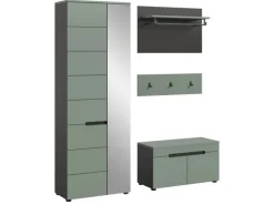Clearance Inn.Furn Garderoben-Set 4-teilig in Salbei und Grau 160 cm Cooper