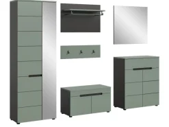 New Inn.Furn Garderoben-Set 6-teilig in Salbei und Grau 255 cm Cooper