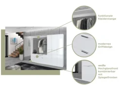 Inn.Furn Garderoben-Set 5-teilig Weiß Hochglanz 273 cm Viel Stauraum SystemX
