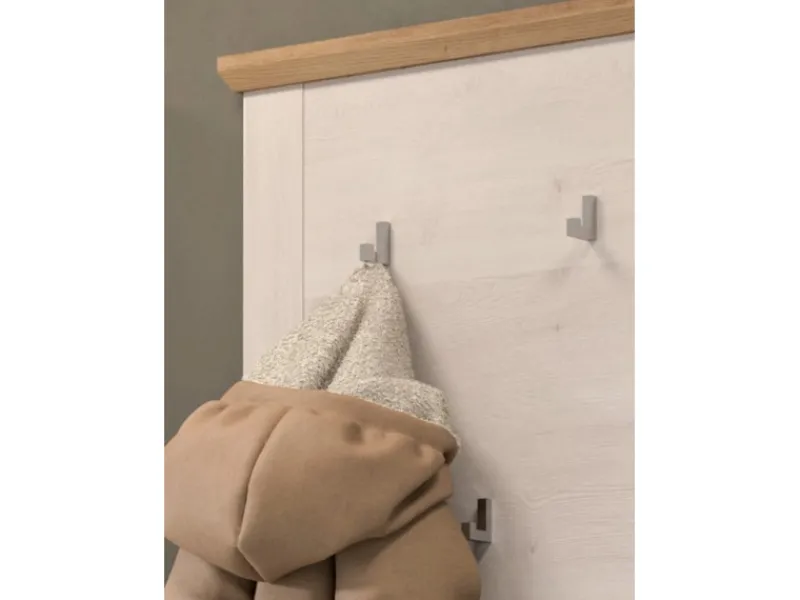 New Inn.Furn Garderoben-Set 5-teilig Weiß Lärche 285 cm Landhaus-Stil Mirano