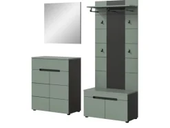 New Inn.Furn Garderoben-Set 4-teilig in Salbei und Grau 175 cm Cooper