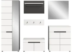 Inn.Furn Garderoben-Set 6-teilig in Weiß und Grau 255 cm Cooper