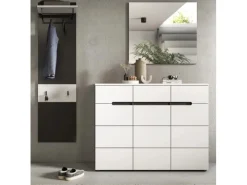 Hot Inn.Furn Garderoben-Set 3-teilig in Weiß und Grau 180 cm Cooper