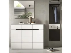 Hot Inn.Furn Garderoben-Set 3-teilig in Weiß und Grau 180 cm Cooper