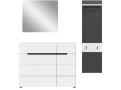 Hot Inn.Furn Garderoben-Set 3-teilig in Weiß und Grau 180 cm Cooper