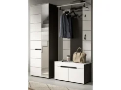 Discount Inn.Furn Garderoben-Set 3-teilig in Weiß und Grau 160 cm Cooper