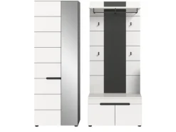 Discount Inn.Furn Garderoben-Set 3-teilig in Weiß und Grau 160 cm Cooper