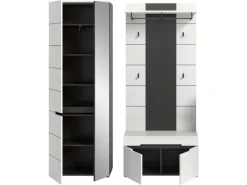 Discount Inn.Furn Garderoben-Set 3-teilig in Weiß und Grau 160 cm Cooper