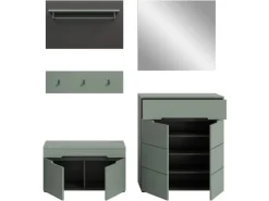 Discount Inn.Furn Garderoben-Set 5-teilig in Salbei und Grau 175 cm Cooper