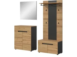 Online Inn.Furn Garderoben-Set 4-teilig in Eiche und Grau 175 cm Cooper
